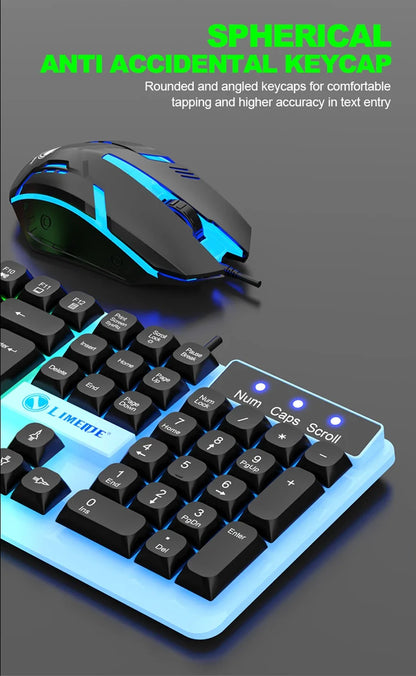 GTX350 Gaming Keyboard Mouse Combos Computer Laptop Backlight Gamer Kit LED Wired Usb Keyboard GTX350 Set-Black