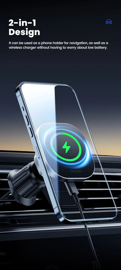 Toocki Magnetic Car Wireless Charger Car Phone Holder Air Outlet 15W Fast Charging Charger in Car For iPhone 15 14 13 12 Pro Max