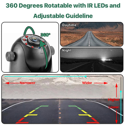 GreenYi 5G WiFi Magnetic Hitch Wireless Rear View Camera Night Vision Rechargeable for Trailer RV Truck for iPhone Android