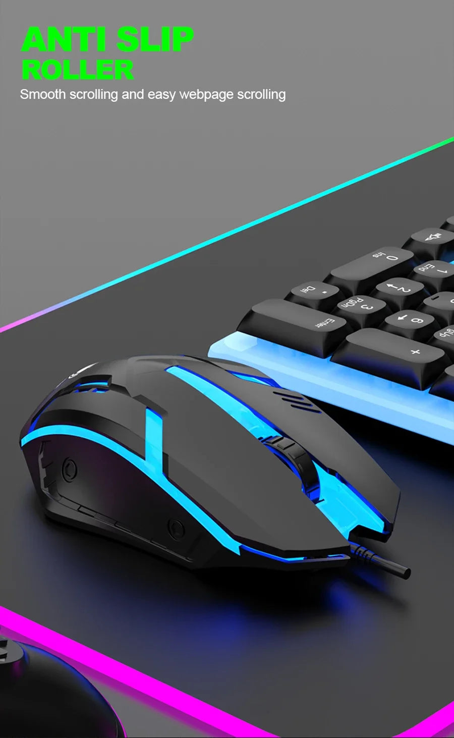 GTX350 Gaming Keyboard Mouse Combos Computer Laptop Backlight Gamer Kit LED Wired Usb Keyboard GTX350 Set-Black
